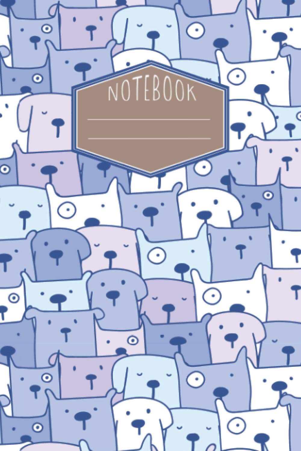 Cute Dog Pattern Doodle Notebook: 120 Pages Medium Ruled Journal in Cream Paper Color, Size 6"x9"