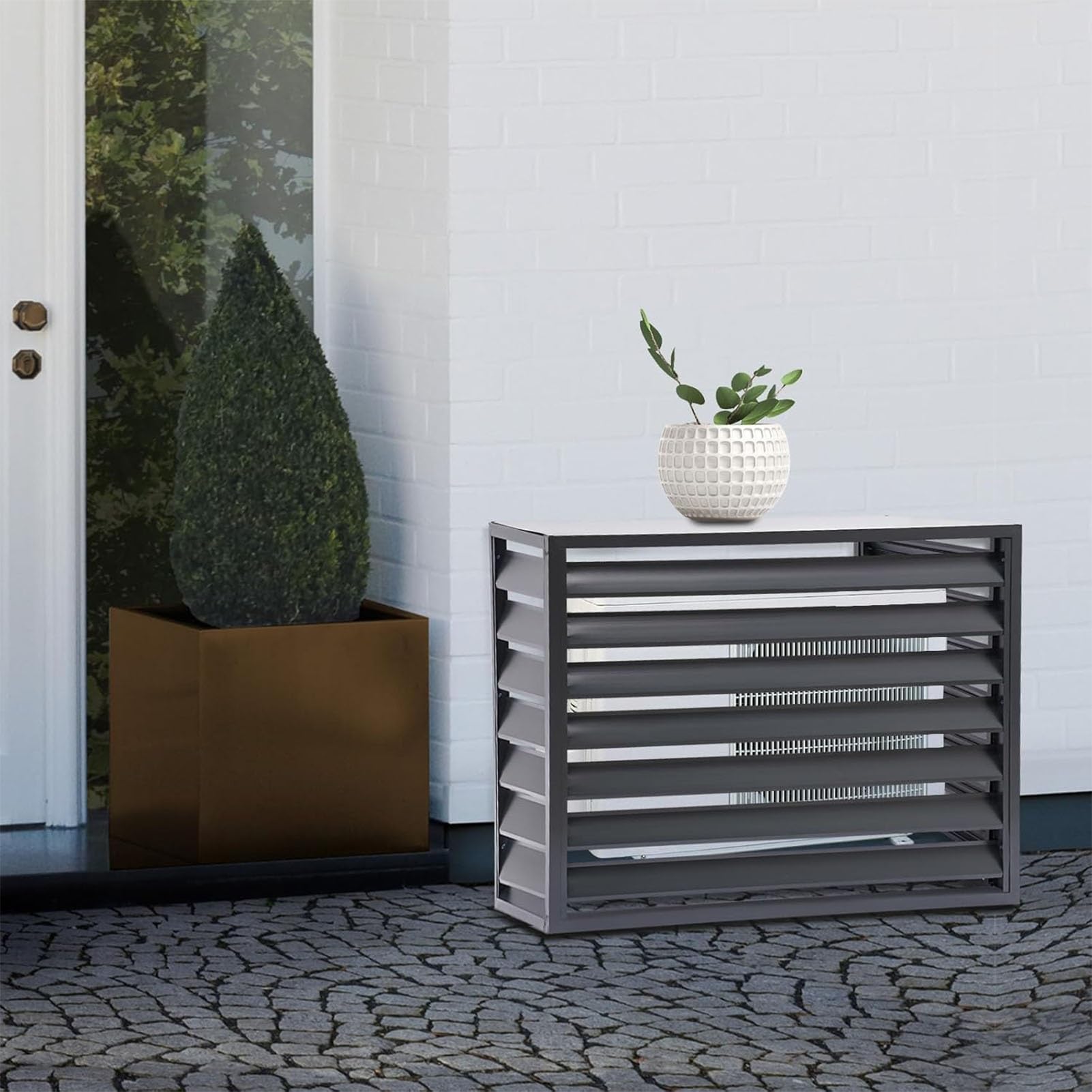 Copertura CA esterna in lega di alluminio e espositore per piante 110x60x80CM Grigio - Slish Garden Patio Sto Solut & Condizionatore D'aria Hideay