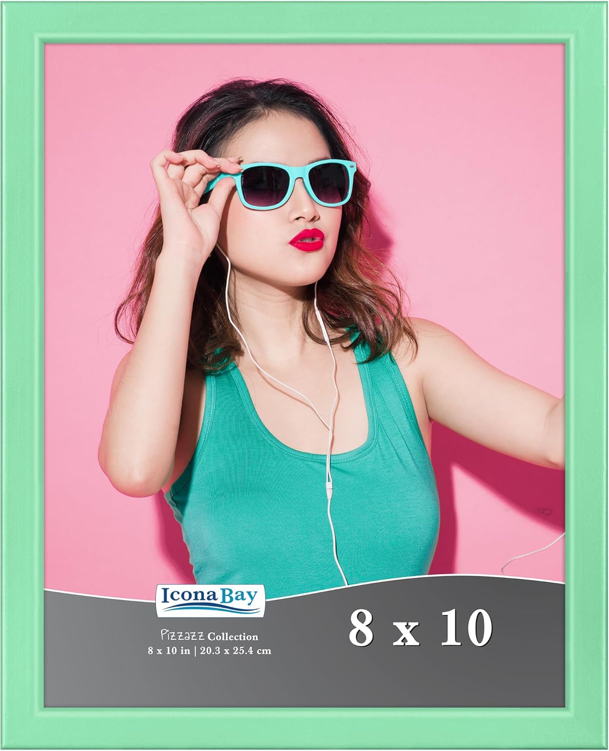 Icona Bay 8x10 Picture Frame, Pastel Green Solid Wood Scandinavian Style Frame for Photo, Pizzazz Collection 8x10 Pastel Green