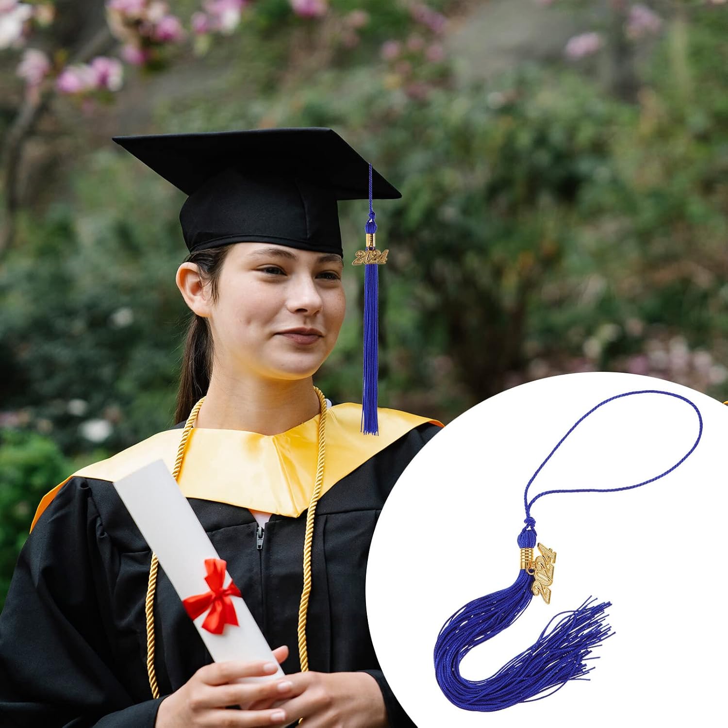 EXCEART 12Pcs 2024 Graduation Tassels Academic Graduation Hat Tassel with 2024 Charms 2024 Graduation Ceremonies Party Supplies (Blue)