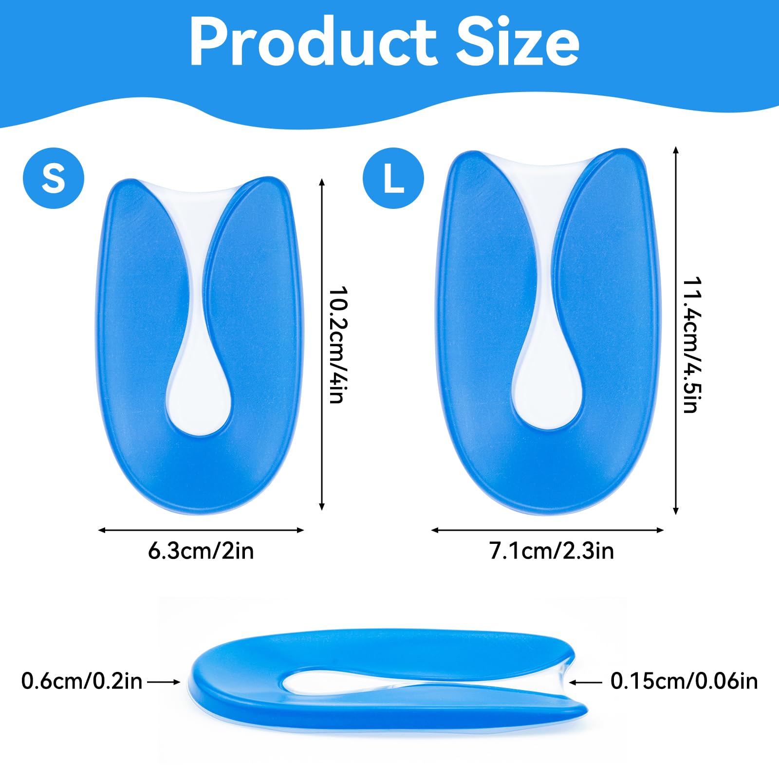 Taloneras Silicona, Plantillas de Talón Gel, Aliviar Fascitis Plantar Plantilla Espolon Calcaneo, Reducir los Golpes, Plantillas Talon para Fascitis Plantar Hombres y mujeres(S/35-39)