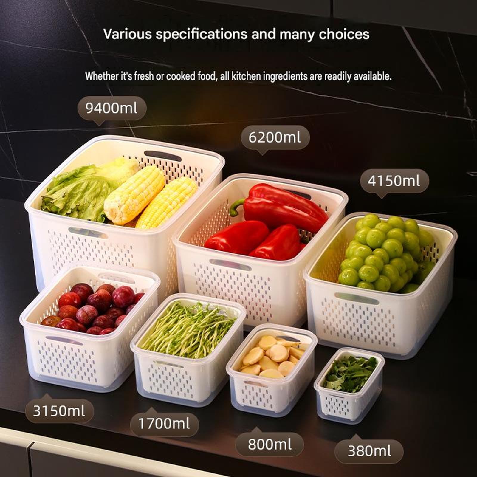 Generico Contenitori per Frutta e Verdura Contenitori impilabili, Bundle7