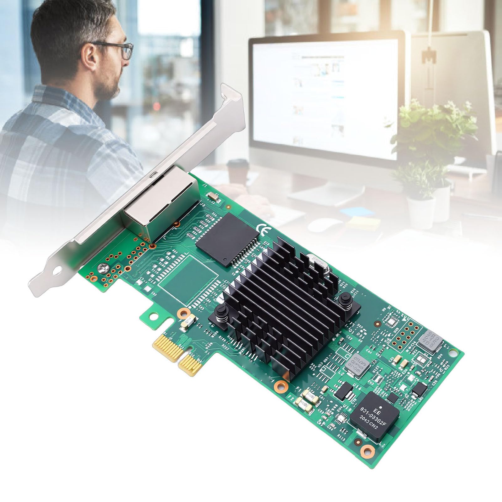 Aramox Scheda di Rete PCIe Gigabit Ethernet Adattatore PCB Doppie Porte RJ45 1GbE PCIe 2.0 X1 per Server Desktop Storage e PC Industriali