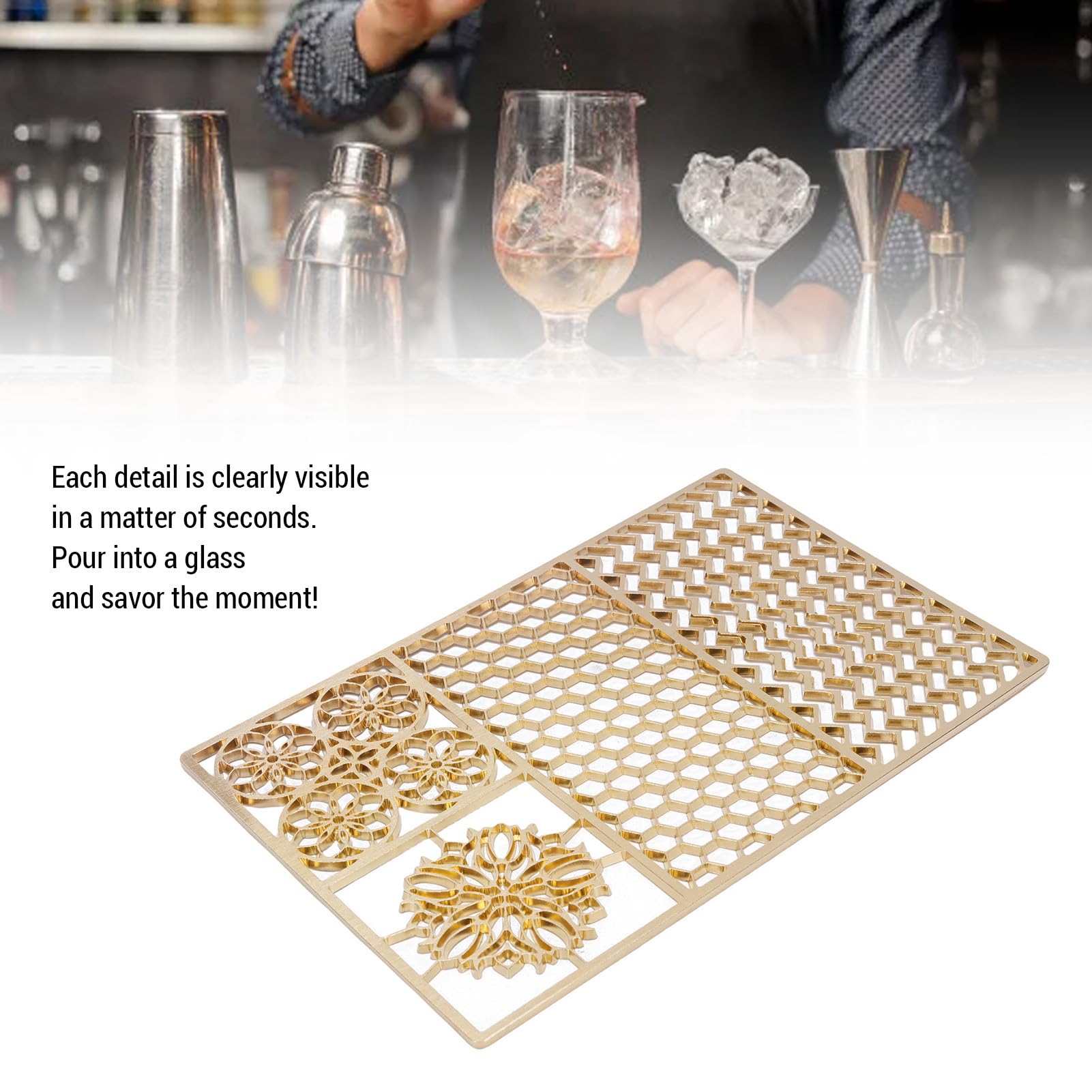 Bandeja de sello de cobre para hacer cubitos de hielo, para bebidas elegantes y reuniones, 14,9 x 9 cm (C02)