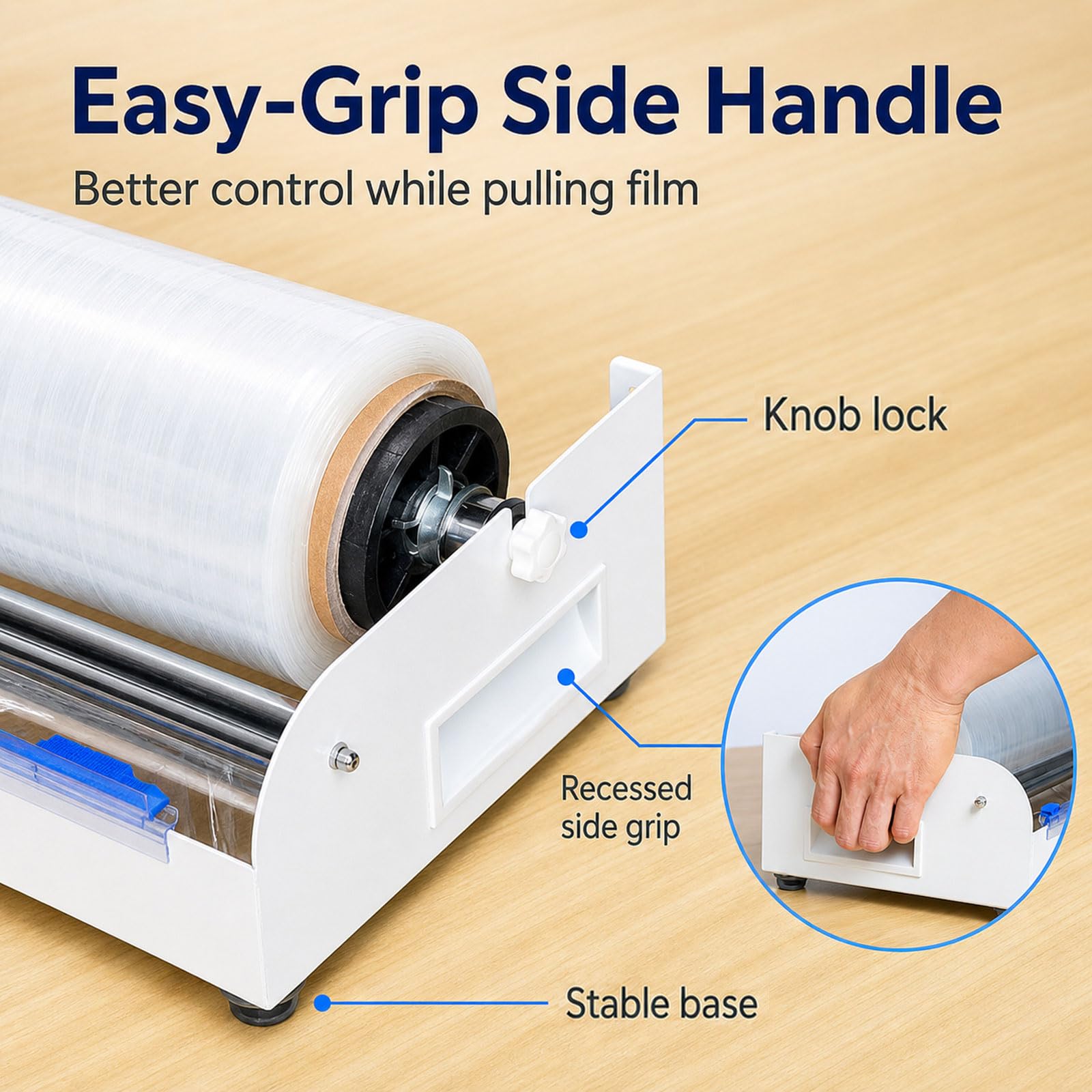Stretchfolienspender,Handlicher Stretchfolienabroller aus Edelstahl