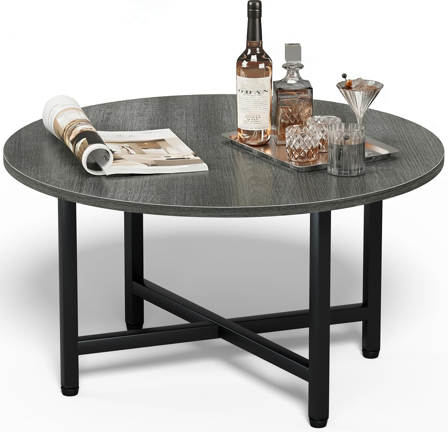 Photo 1 of FAMIDGE Coffee Table, 23.6" Round Coffee Table, Gray Living Room Tables