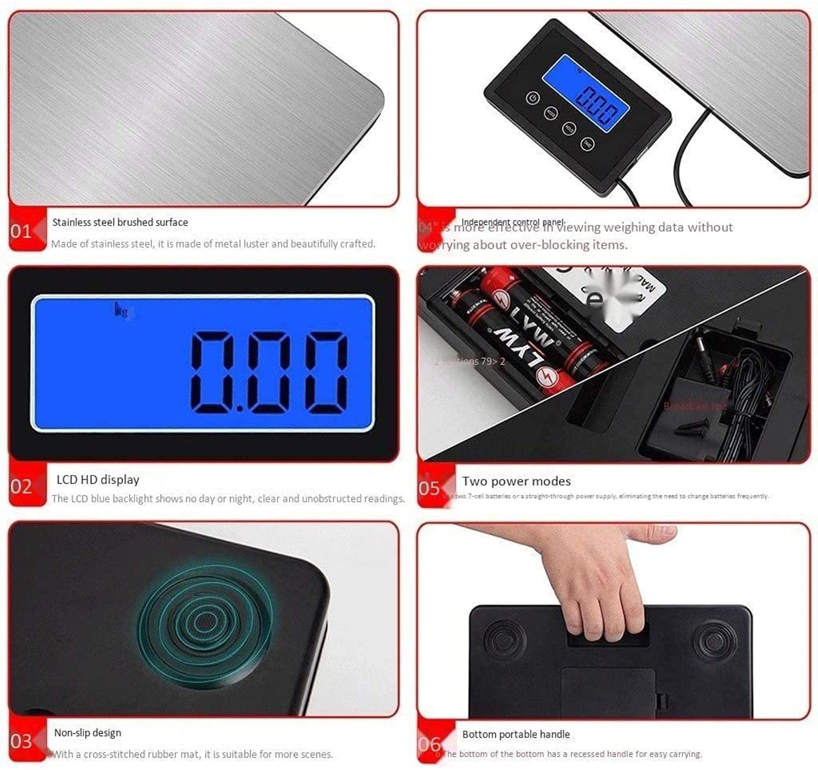 Bilancia Multifunzione,[Ultimo 2021] Bilancia Elettronica Digitale Argento Ad Alta Precisione 180Kg/50G Bilancia Frutta Piattaforma in Acciaio Inox per Negozio Bilancia da Cucina