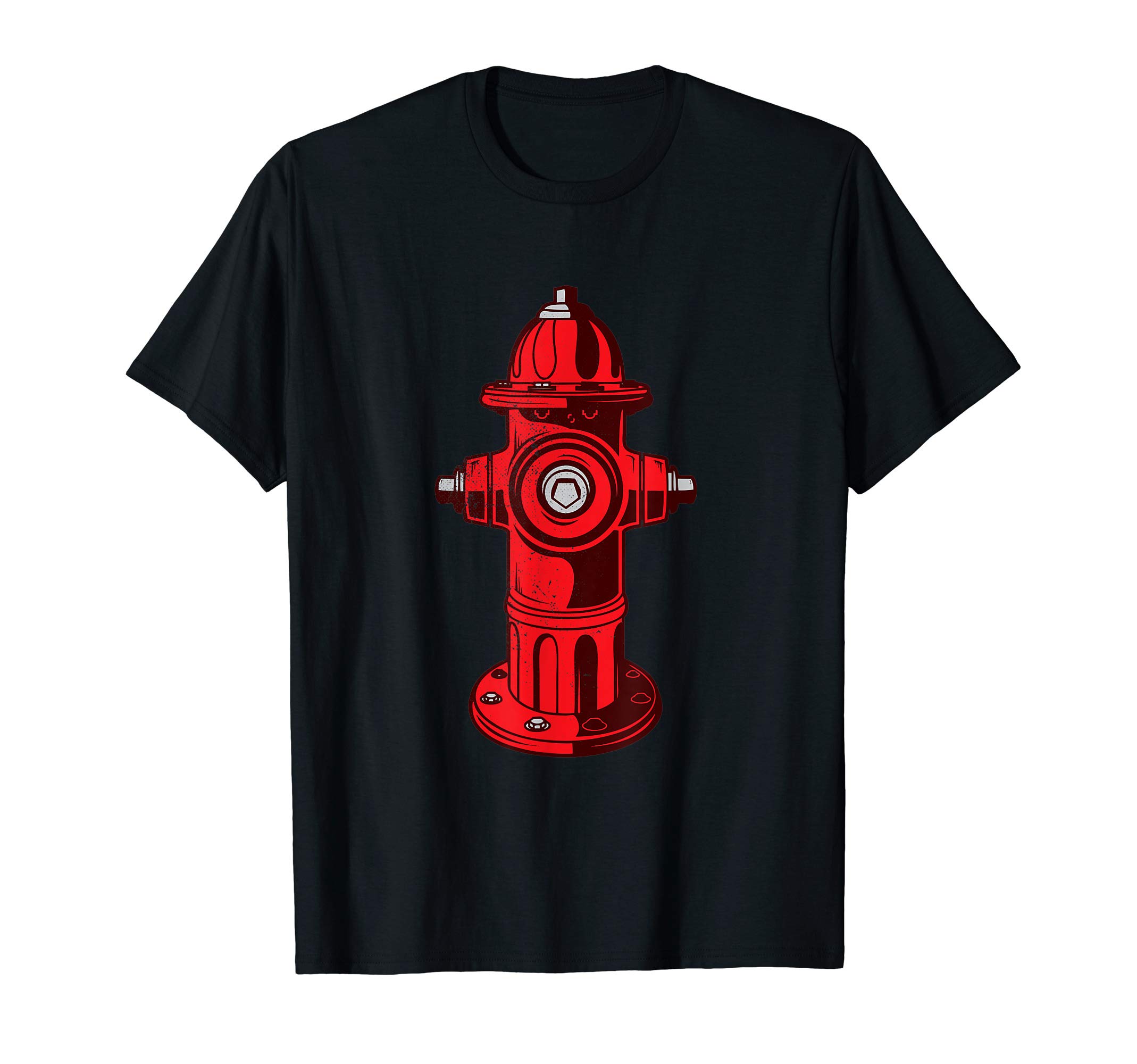 Red Graphic Fire Hydrant FireFighter Work Tee Shirt T-Shirt