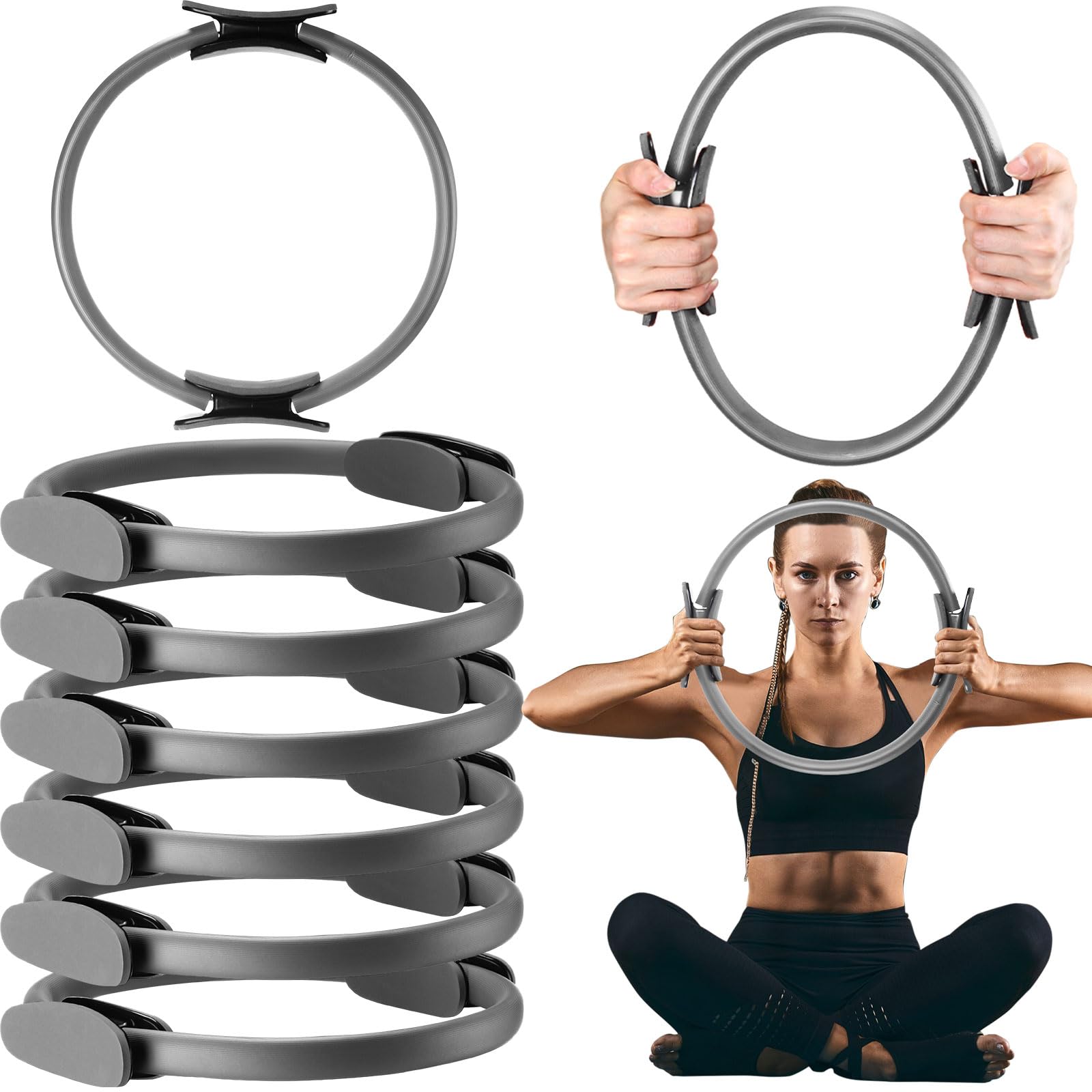Syhood Pilates Ring 11. 81 Inch Pilates Circle Yoga Ring Magic Lightweight Flexible Workout Equipment for Fitness Physical Therapy Resistance Exercise