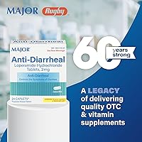 Vista 1 de MAJOR Tabletas de clorhidrato de loperamida antidiarreica, 2 mg – Ayuda a controlar los síntomas de la diarrea – 24 comprimidos (1 paquete)