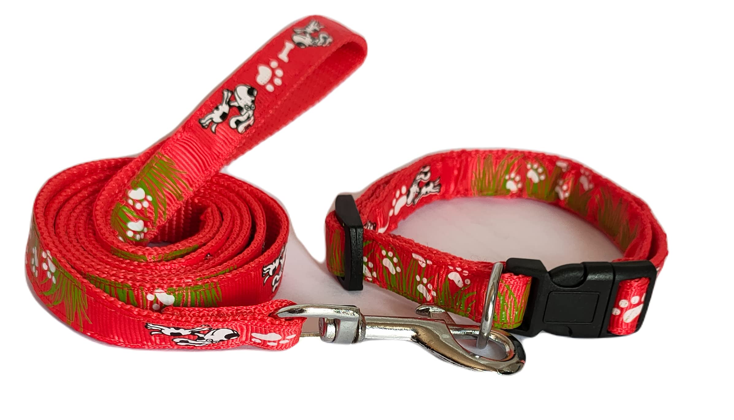 RvPaws 15 MM Nylon Collar and Leash Set Puppy Printed with Bell, Adjustable Buckle Collar with Leash Set Ideal for Training/Walking Small & Medium Dogs (Red) (B0CD4DMDMP) Amazon Price History, Amazon Price Tracker