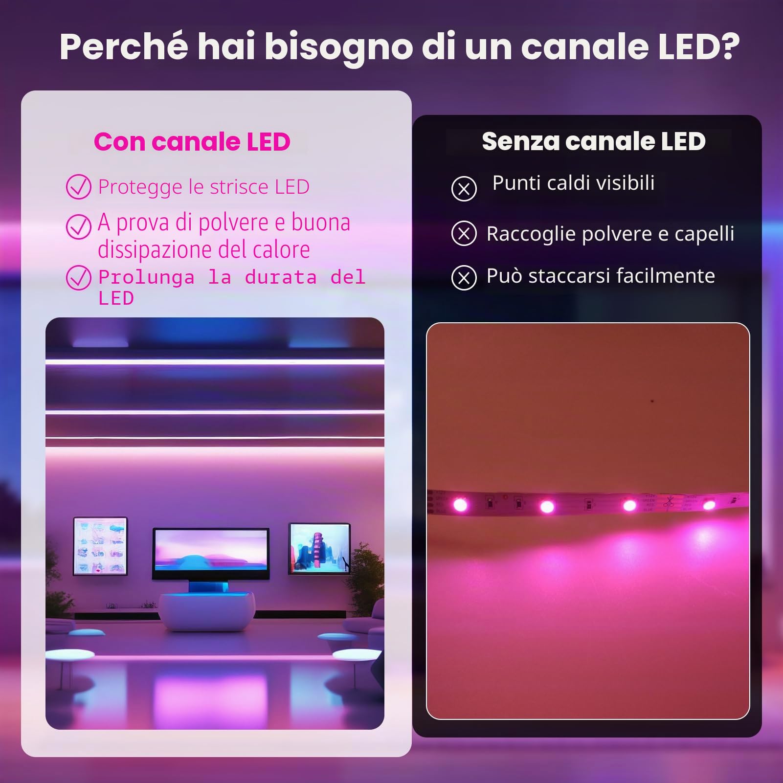 Profilo LED intonacato, confezione da 4, canale LED in alluminio da 1 m, con diffusore lattiginoso per strisce LED da 12 mm, profilo da incasso in cartongesso senza finiture per soffitti e