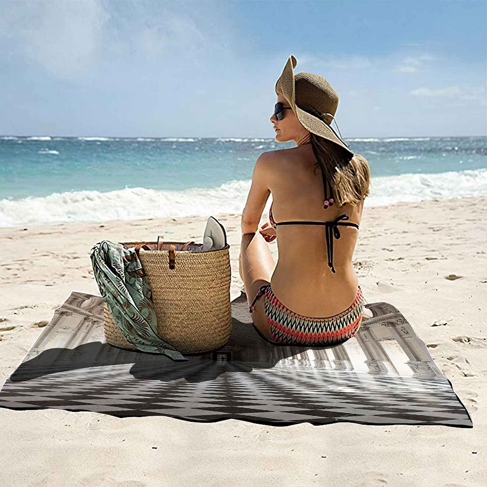 Telo Mare Bambino 3D Stampa Microfibra Antisabbia Edificio A Corridoio In Stile Europeo Asciugamano Da Spiaggia Grande xl xxl Per Adulti Uomo Donna Telo Da Bagno Nuoto Spa Prendere Il Sole 150x2
