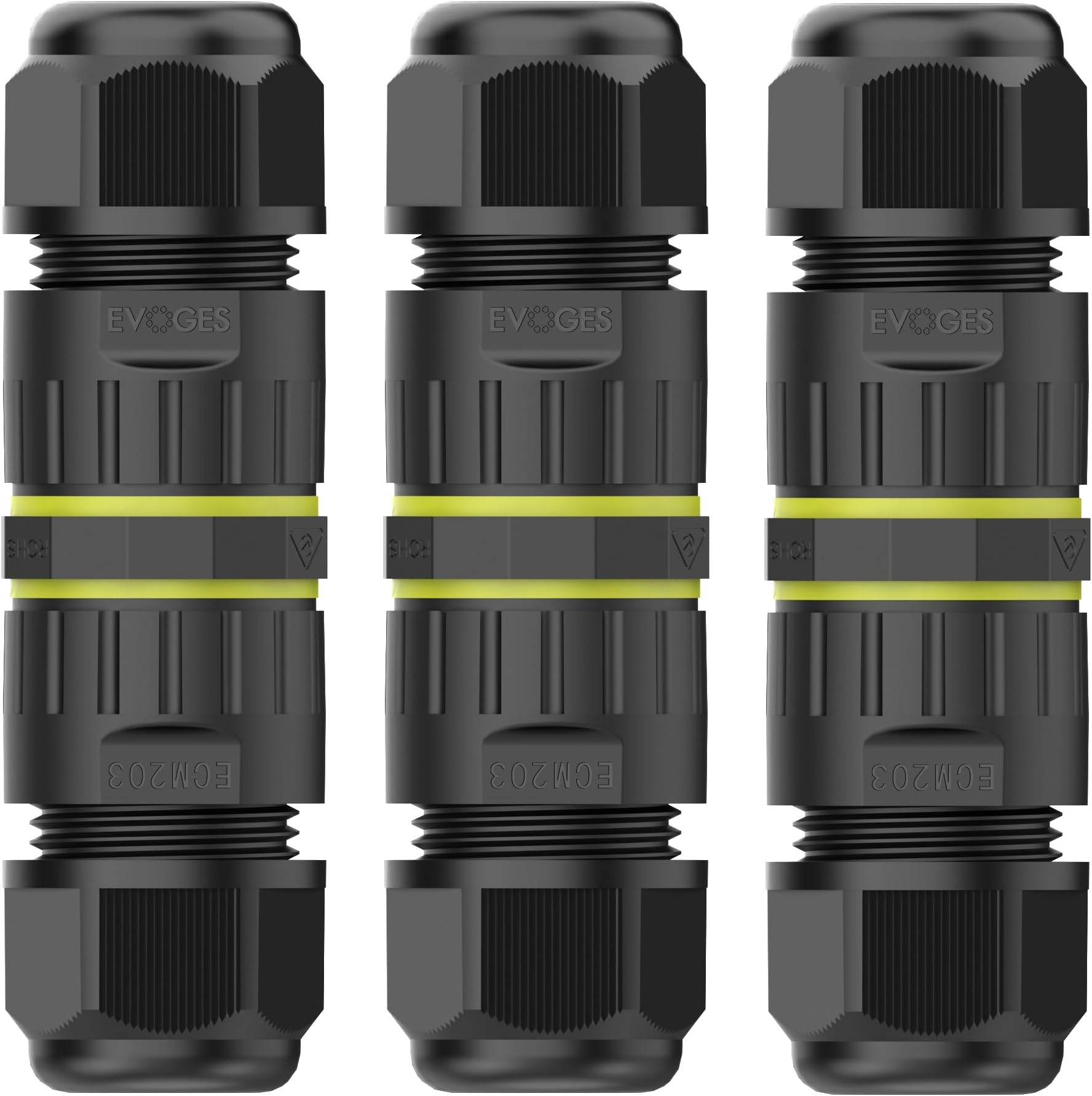 IP68 Waterproof Outdoor Inline Cable Connector, 3 Pole, Ø5-12mm Cable Diameter, 0.5-2.5mm² Conductor, UKCA, UL, CE, TUV, RoHS Certified (3)