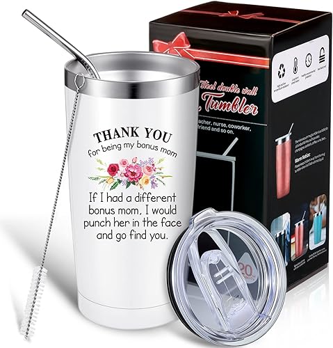 Patelai Thank You for Being My Stepmother Mom Regalos para mamá, madrastra en el Día de la Madre, cumpleaños, regalos para suegra, 20 onzas,