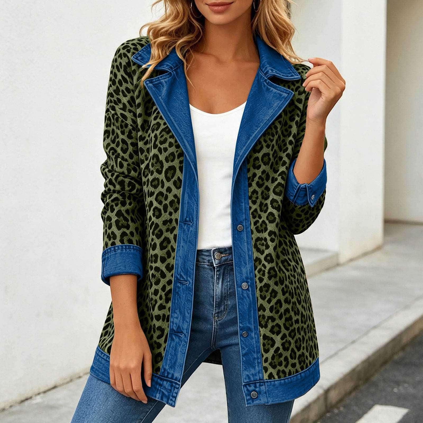 Cardigan Donna Denim con Colletto e Bottoni Giacca Jeans Vintage Elegante
