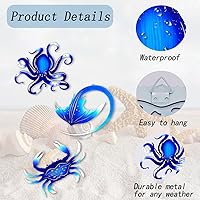 Vista 6 de Weibefee Decoración de pared de metal para pared, pulpo, cangrejo, mantarraya, océano náutico costero, decoración para el día de la madre, 9