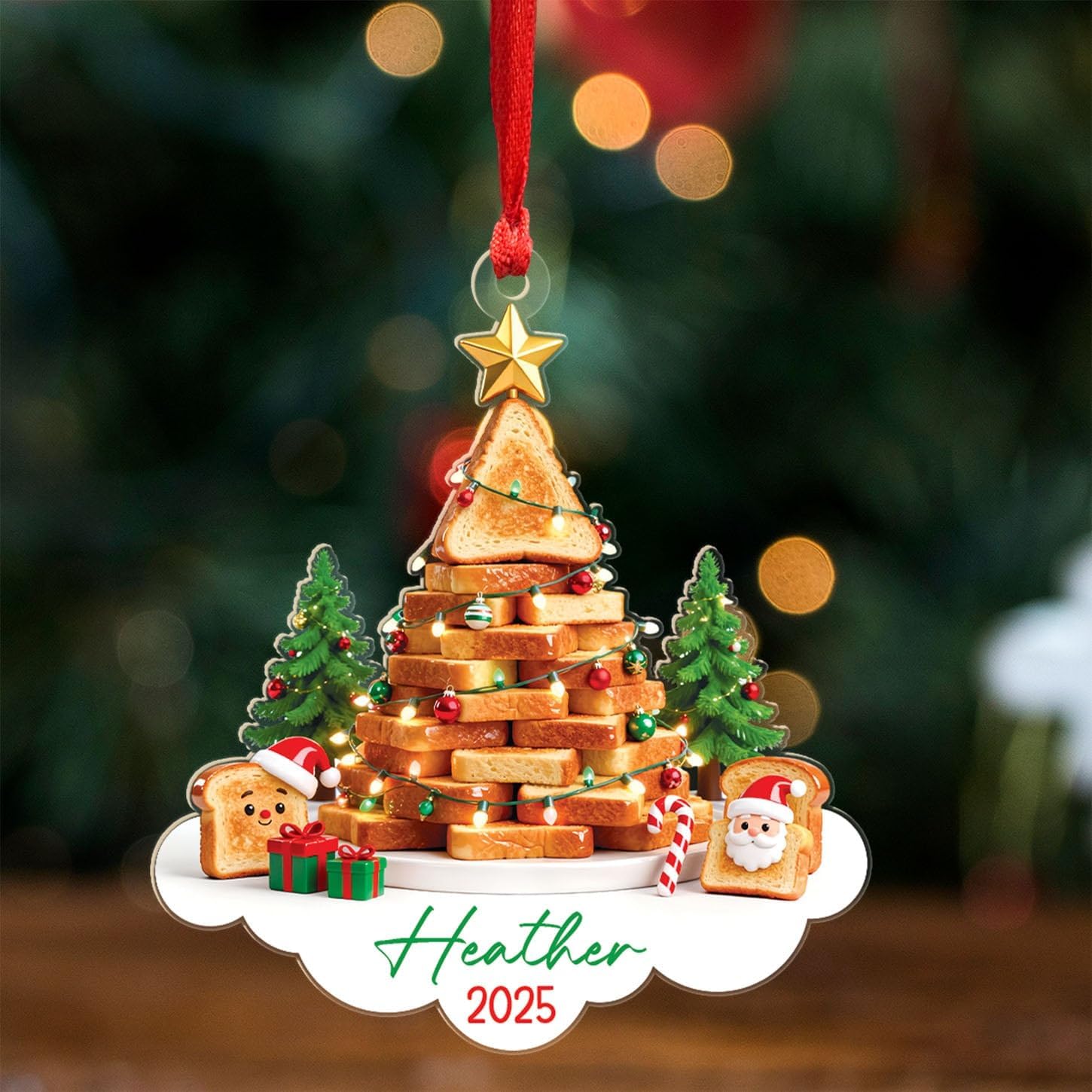 Amazon.com: Toast Bread Christmas Ornament 2025, Personalized Cake ...
