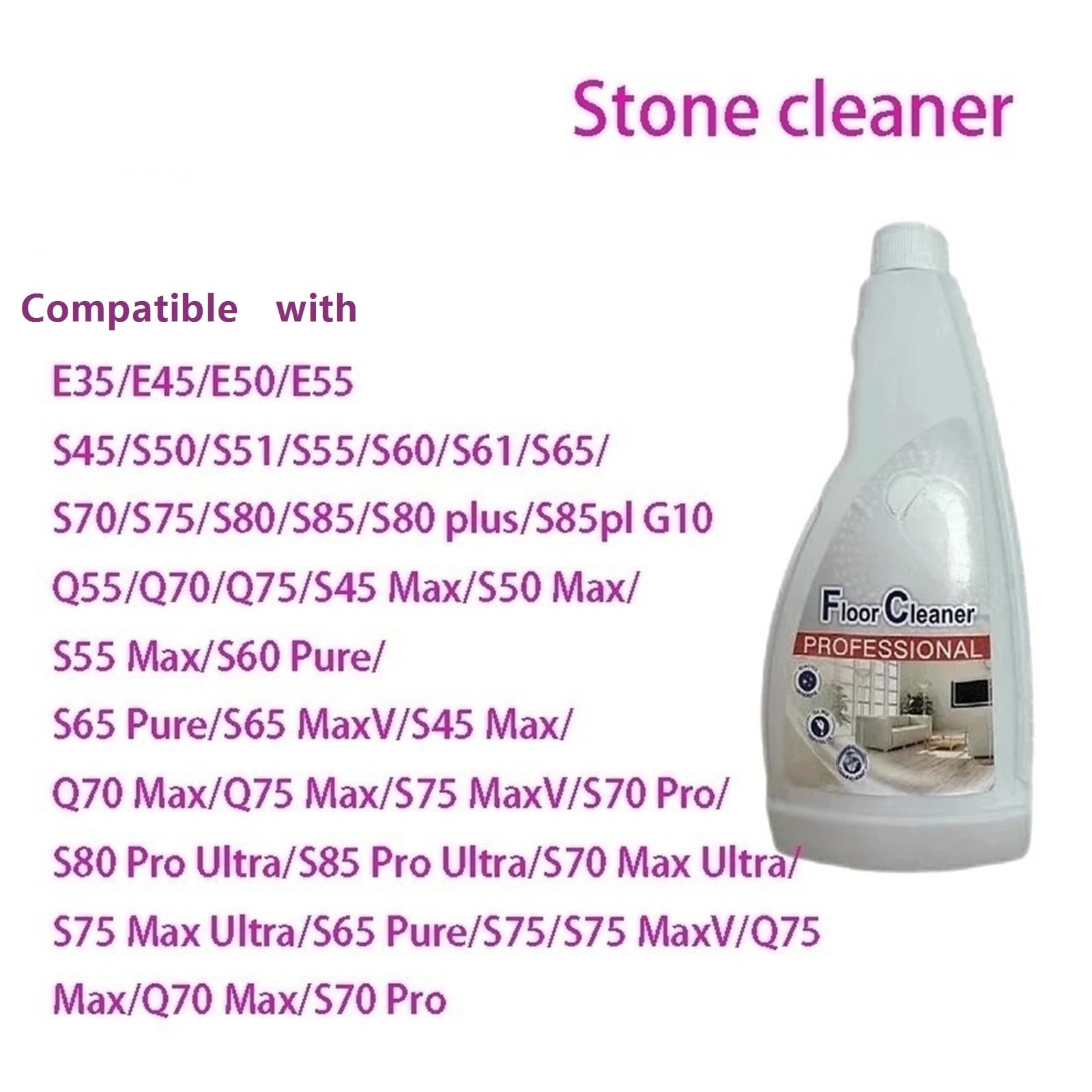 Solución De Limpieza De Pisos。 Compatible Para Roborock S70 / S70 Pro / S75 / S75 MaxV / S80 / S85 / S80plus / G10 。 480ML(16.23fl Oz)。 Líquido Limpiador De Suelos, Accesorios Para Barredoras(4 pcs)