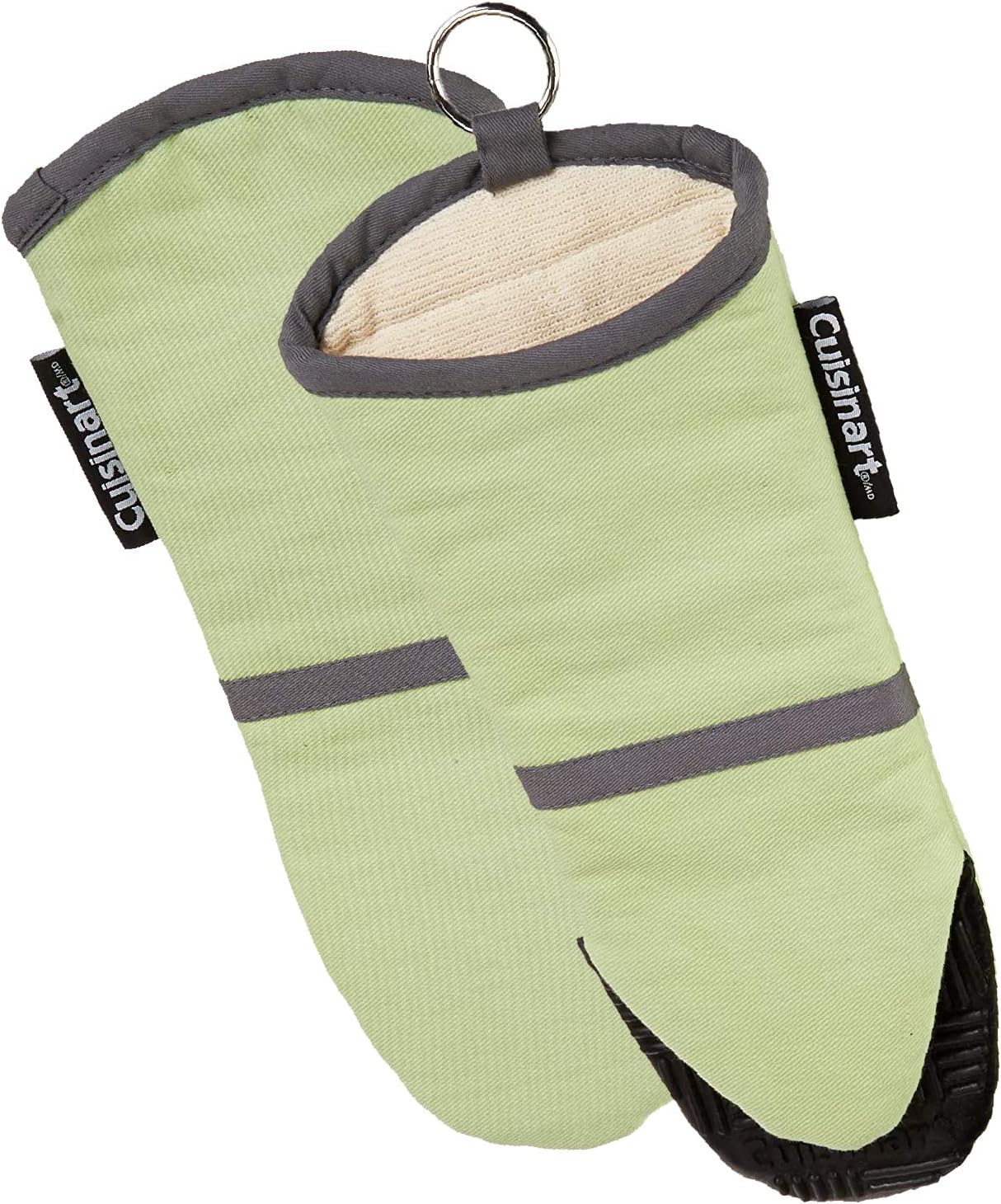 Cuisinart Silicone Oven Mitts - Heat Resistant up to 500 degrees F Handle Hot Cooking Items Safely - Non-Slip Grip Oven Gloves with Soft Insulated Deep Pockets and Convenient Hanging Loop - Green, 2pk