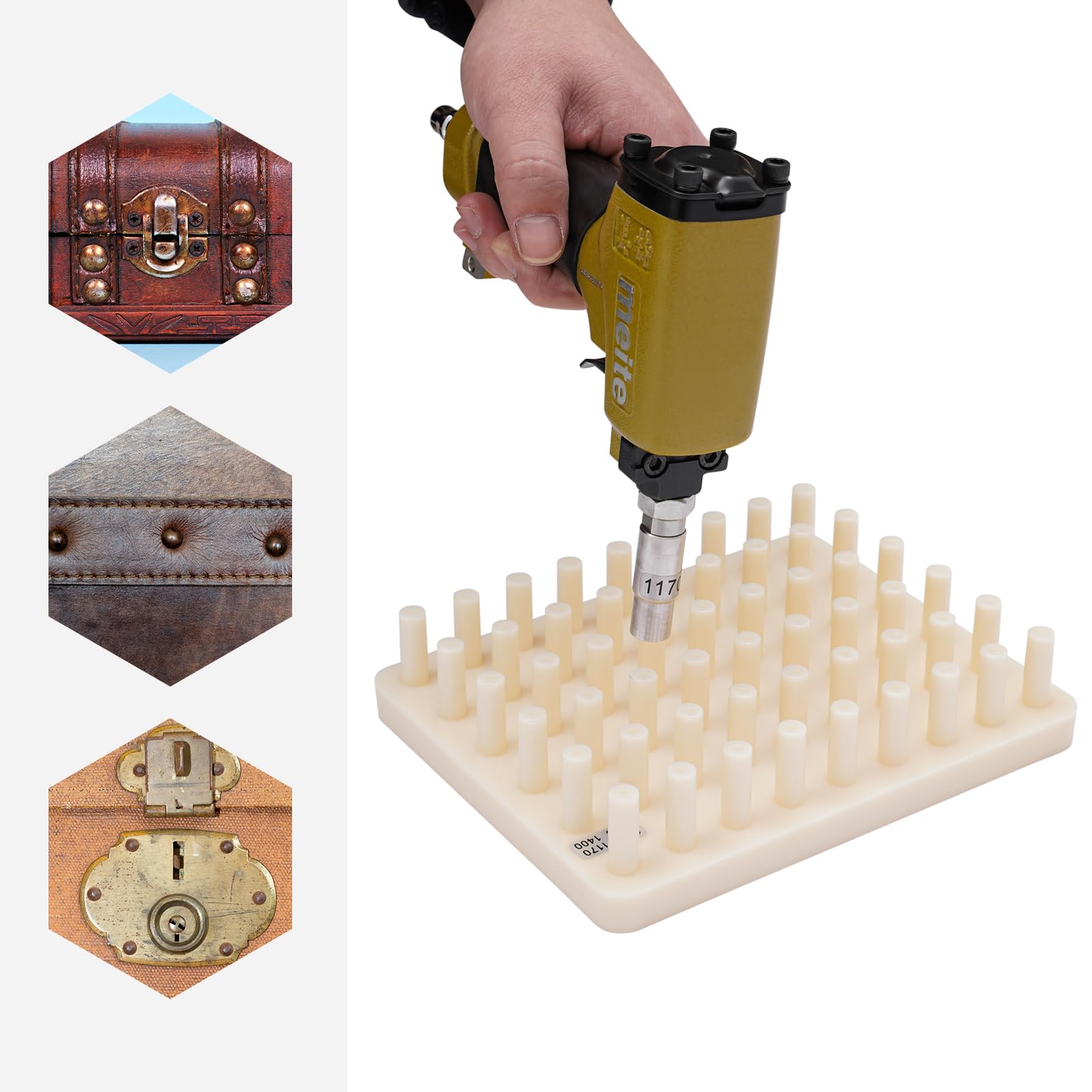 Chiodatrice ad aria compressa, pistola per unghie, chiodatrice pneumatica con 54 capacità di chiodo, lega di alluminio, per lavori di legno, decorazioni, mobili