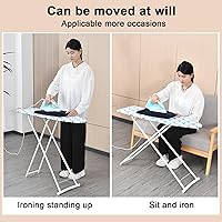 Vista 7 de Tabla de planchar plegable de tamaño completo de neón, tabla de planchar de 42 pulgadas de altura ajustable con cubierta resistente al calor