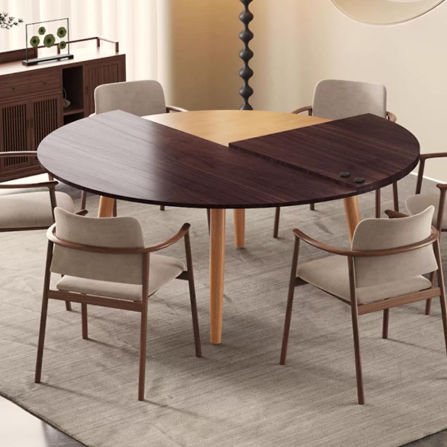 Large 4-Point Round Foldable Table Top, Wood Replace Table Top Extender, Easy to Store, No Legs, for Party Commercial Desktop(White,120cm/47.2in)