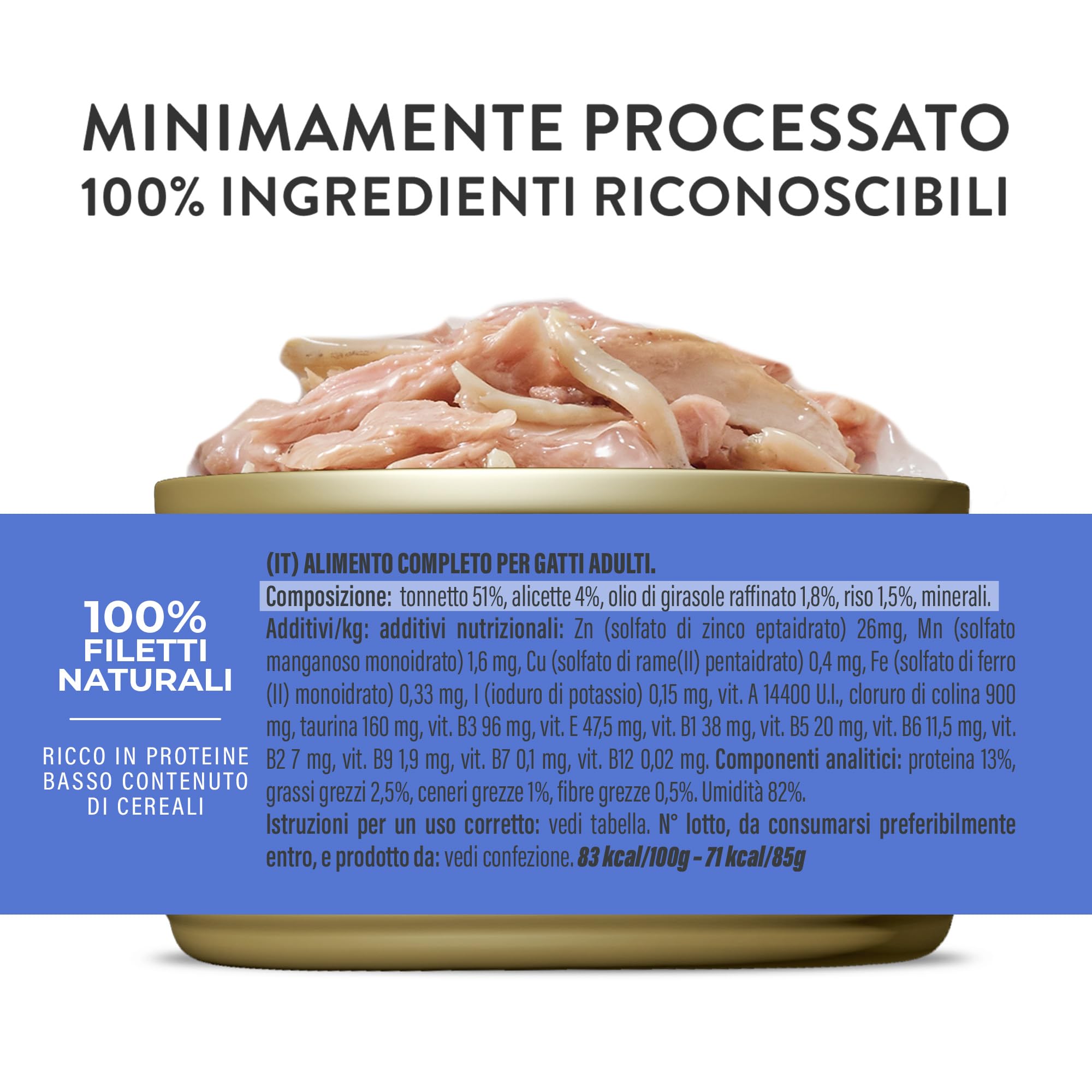 Schesir, Thon avec alicette en Bouillon, Nourriture Humide complète pour Chats, en Conserve, avec des vitamines supplémentaires, 100% Naturel, 6 x 85 g