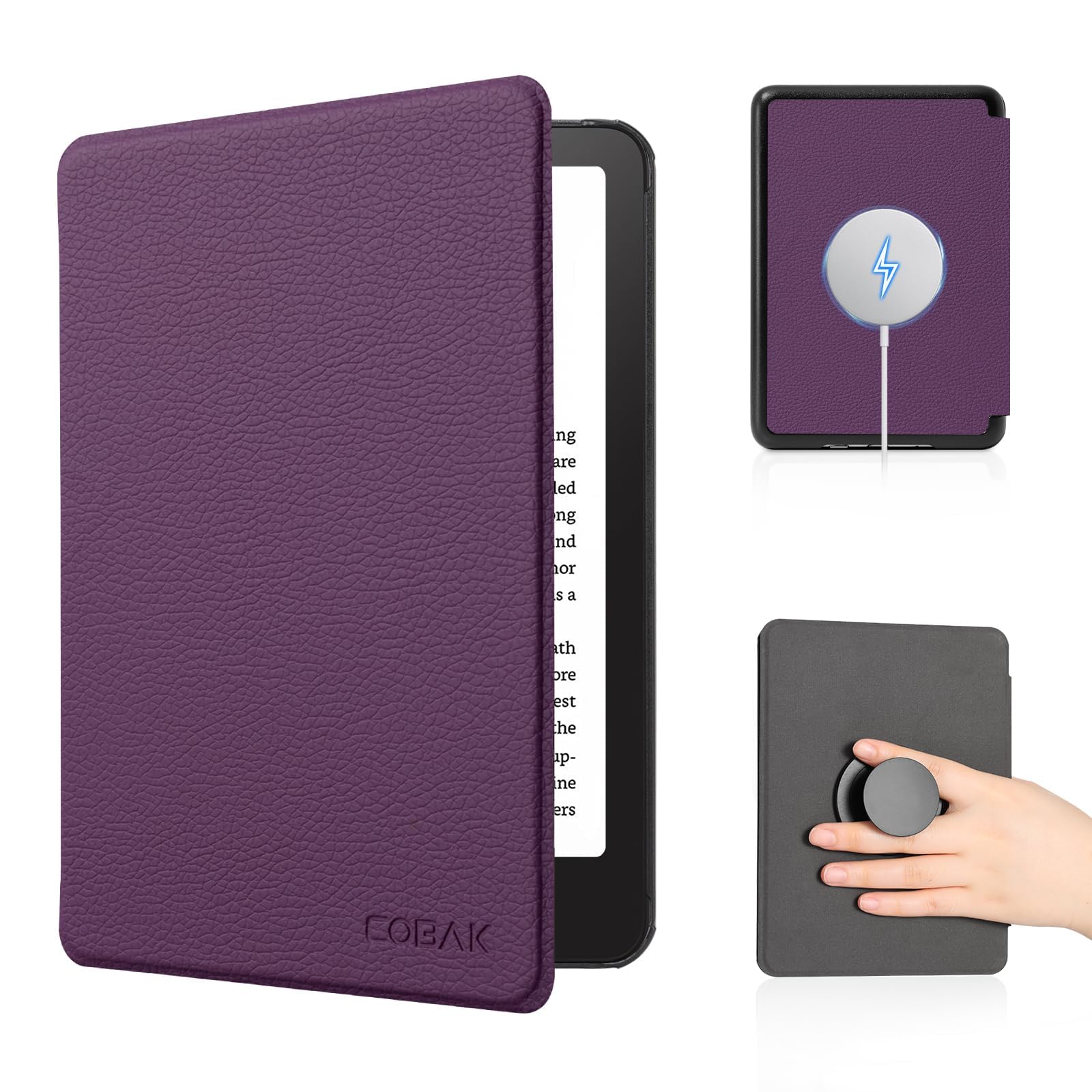 CoBak Magnetic Case for 6" Kindle 2024 and 2022 (11 Generation) - Compatible with PopSockets/UGREEN/Anker Magnetic Grip and Stand, Auto Sleep and Wake, Premium Protective Case for Kindle Basic, Violet