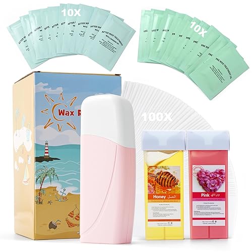 Miniatura 8 de Kit de cera enrollable para depilación, kit de depilación en casa para mujeres y hombres, kit de rodillo de cera suave de miel, cartucho de cera