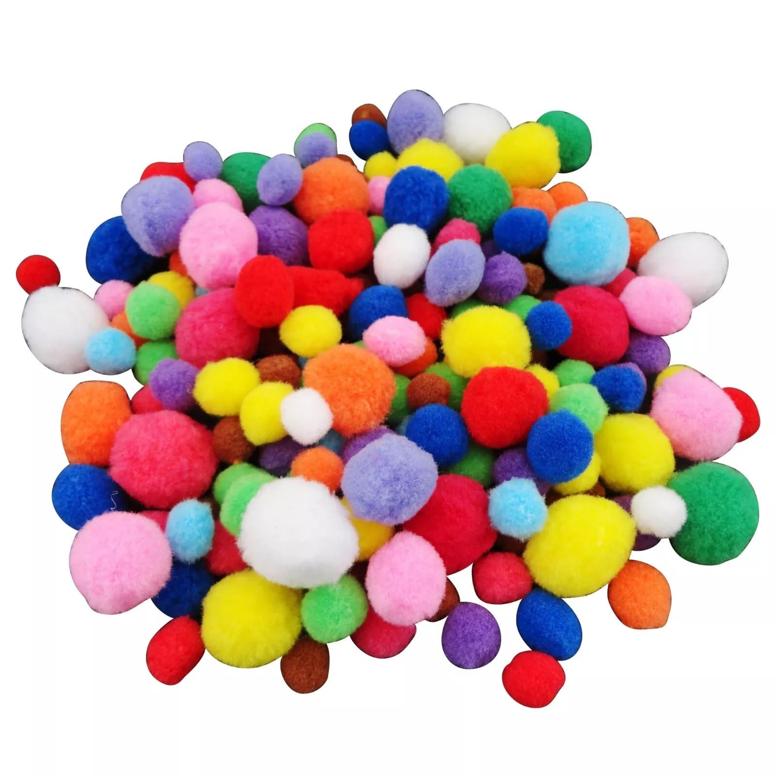 A2bsales Assorted 50 Craft Poms Multi Coloured Fluffy Balls Various Sizes Children Arts & Crafts - Colour: