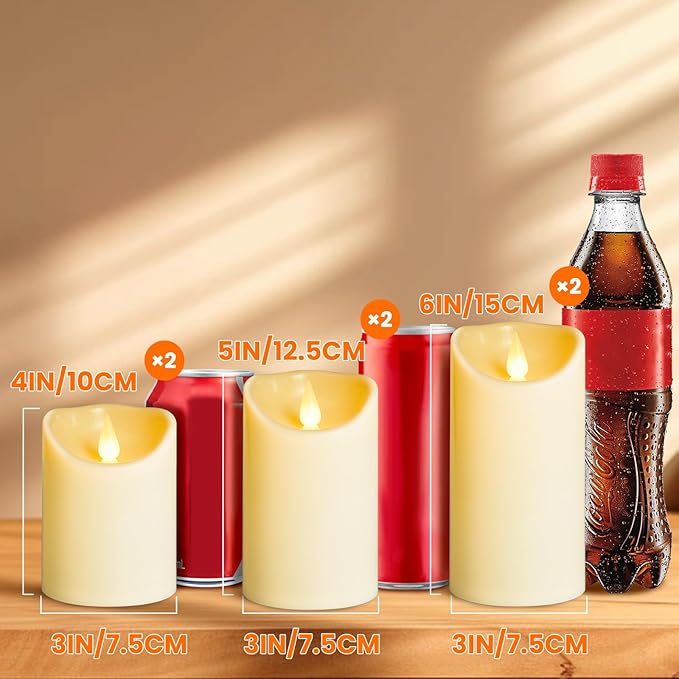 YIWER YIWER Plastic Candles with Remote,Flameless LED Candle Powered by Batteries with Remote Control Electric Fake Flickering Light D 3”H 4”5”6” Pack of 6 photo 5