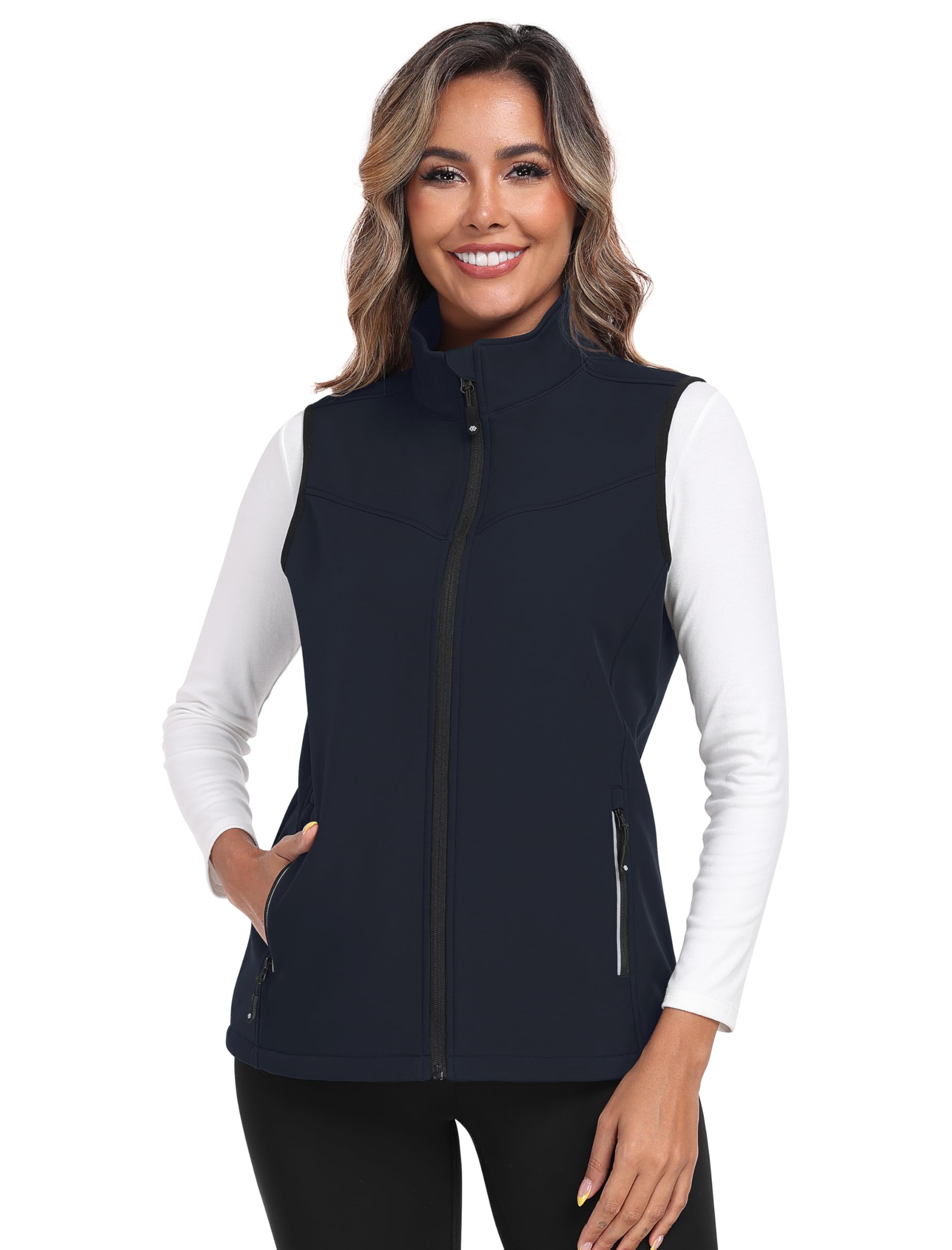MoFiz Chaleco Ligero Softshell para Mujer Chaqueta sin mangas para Soft shell de acampada y marcha
