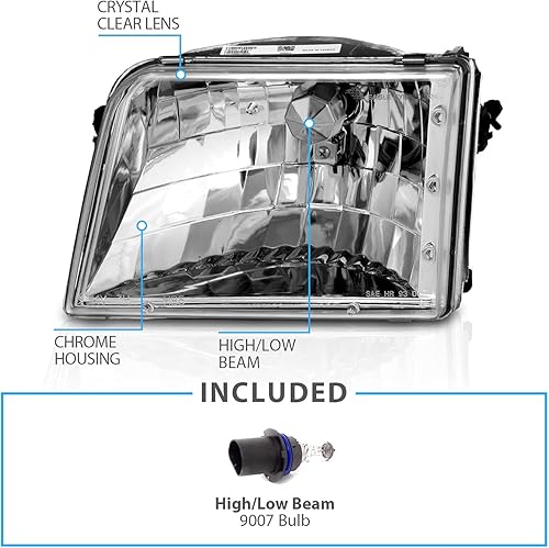 Miniatura 10 de AmeriLite Juego de faros halógenos de repuesto y esquina para camioneta Ford Ranger 93-97, lado del pasajero y del conductor, montaje de luz del