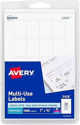 Etiquetas autoadhesivas extraĂbles Avery 075 x 1 pulgadas blanco paquete de 1000 05428 Blanco Etiquetas autoadhesivas extraĂbles Avery 075 x 1 pulgadas blanco paquete de 1000 05428 Blanco