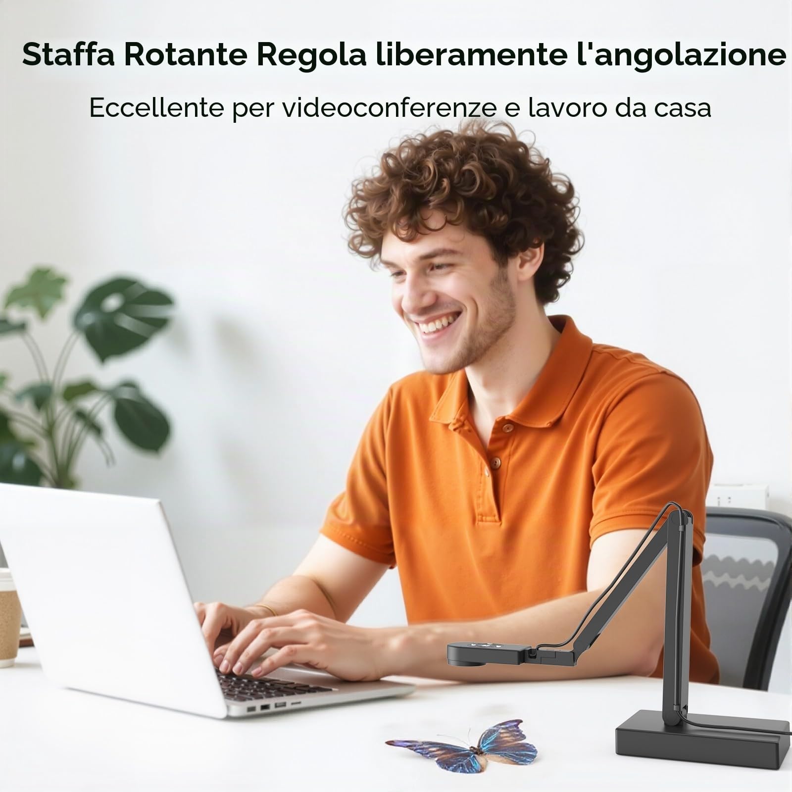 12MP Telecamera Documenti, 4K Visualizzatore - Luce LED, Autofocus Dual e Microfono - Pieghevole - Compatibile con Mac/Windows/Chromebook - Ideale per Dimostrazioni e Didattica a Distanza