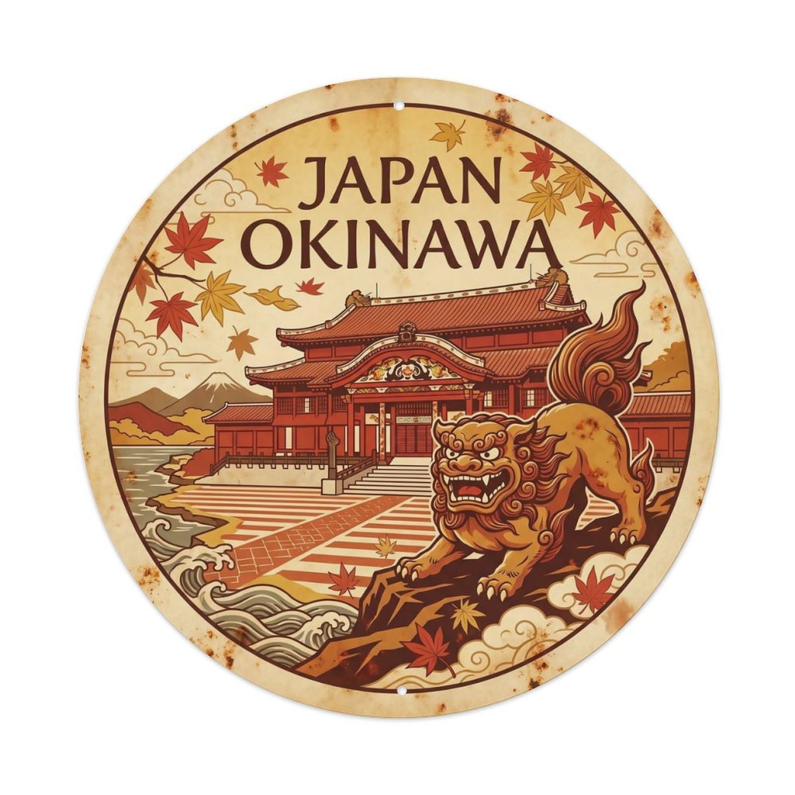 Odgynaw 8X8inch(20X20cm) Japan Okinawa Island Tropical Coastal Journey Metal Tin Sign