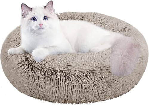 Camas para gatos de interior, cama para perros de 20 pulgadas para perros pequeños y grandes, cama redonda lavable para cachorros y gatitos con