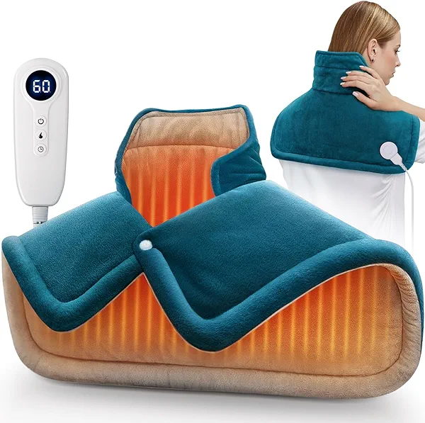 Heating Pad for Neck and Shoulder, 2lb Weighted Neck Heating Pad for Pain Relief, Fathers Day Birthday Christmas Gifts for Dad Men Women Mom, Dad Husband Gifts, 6 Heat Settings Auto-Off Home Office