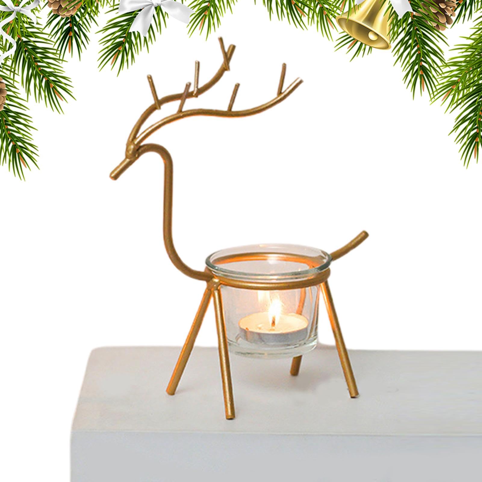 Christmas Reindeer Candle Holder - Holidays Decorative Candle Stand | Beautiful Reindeer Design Great For Living Room Fireplace Or Dining Table Decor, Perfect For Festive Ambiance And Seasonal Gifting