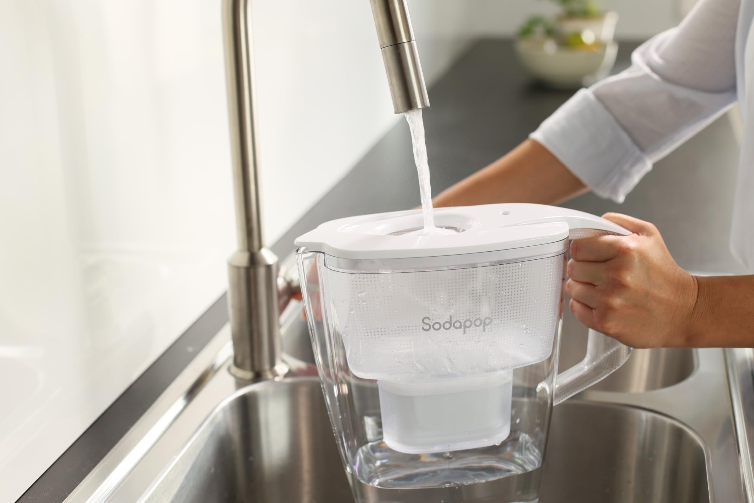 SODAPOP Dzbanek z filtrem do wody Selina, 1,5 litra, biały, w zestawie 10 wkładów filtrujących