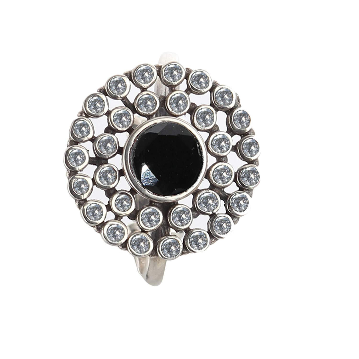 JSAJ 92.5 STERLING SILVER ZIRCONIA BLACK ONYX STONE ADJUSTABLE RING FOR GIRLS AND WOMEN (B09215PC1V) Amazon Price History, Amazon Price Tracker