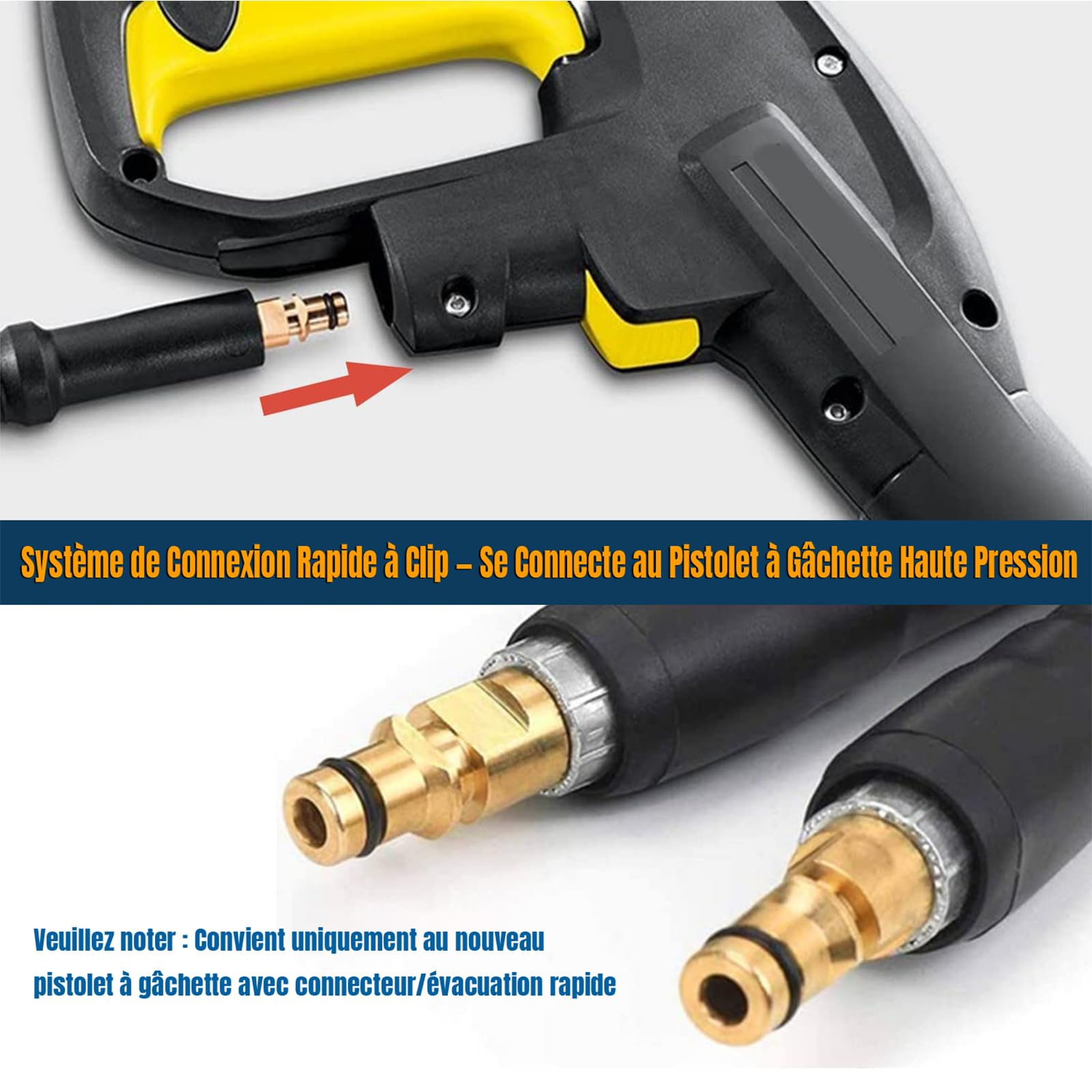 10M Tuyau Haute Pression Compatible avec Kärcher Série K K2 K3 K4 K5 K6 K7, 180Bar Tuyau de Rechange avec Connecteur Rapide, Nettoyeur Haute Pression Accessoire