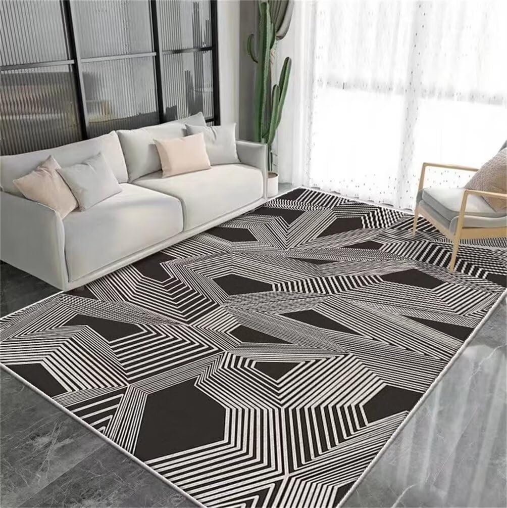 Tapis moquette noir moderne à motif rayé 250x300cm pour grand salon et chambre