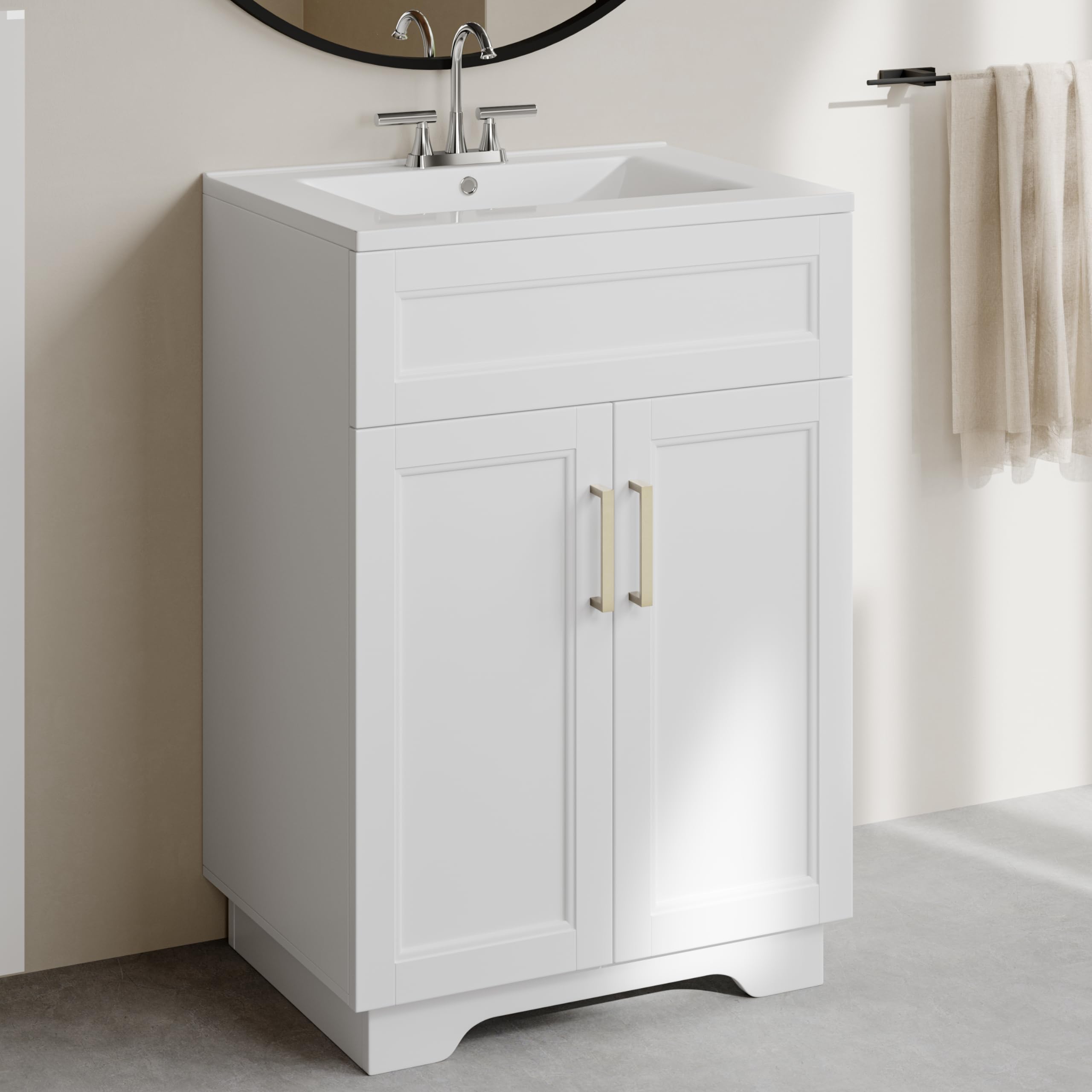 OLD CAPTAIN 24 Inch Bathroom Vanity with Ceramic Sink