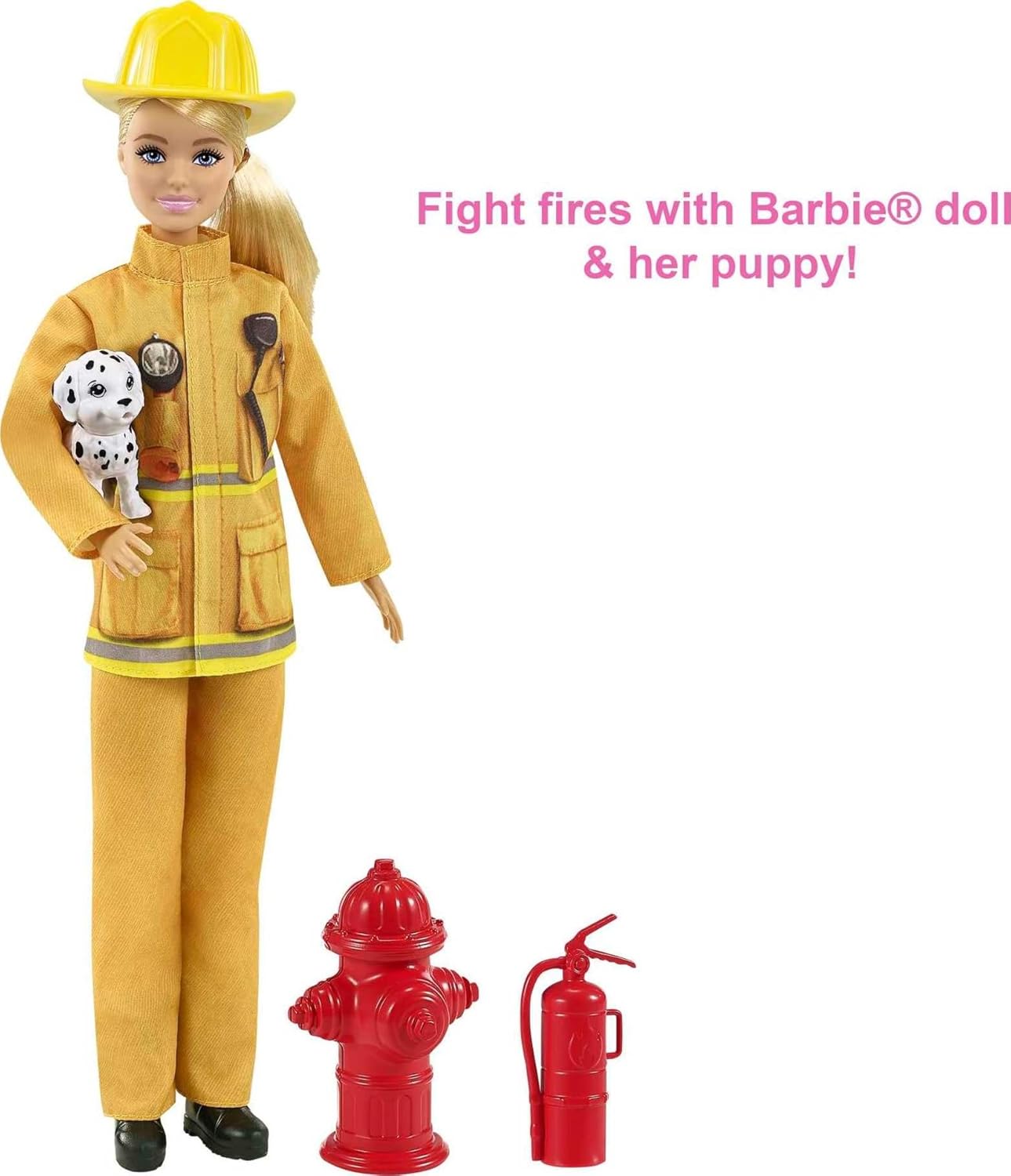 Barbie Careers Playset, Firefighter Set with Blonde Fashion Doll, Puppy Figure, Furniture & Accessories