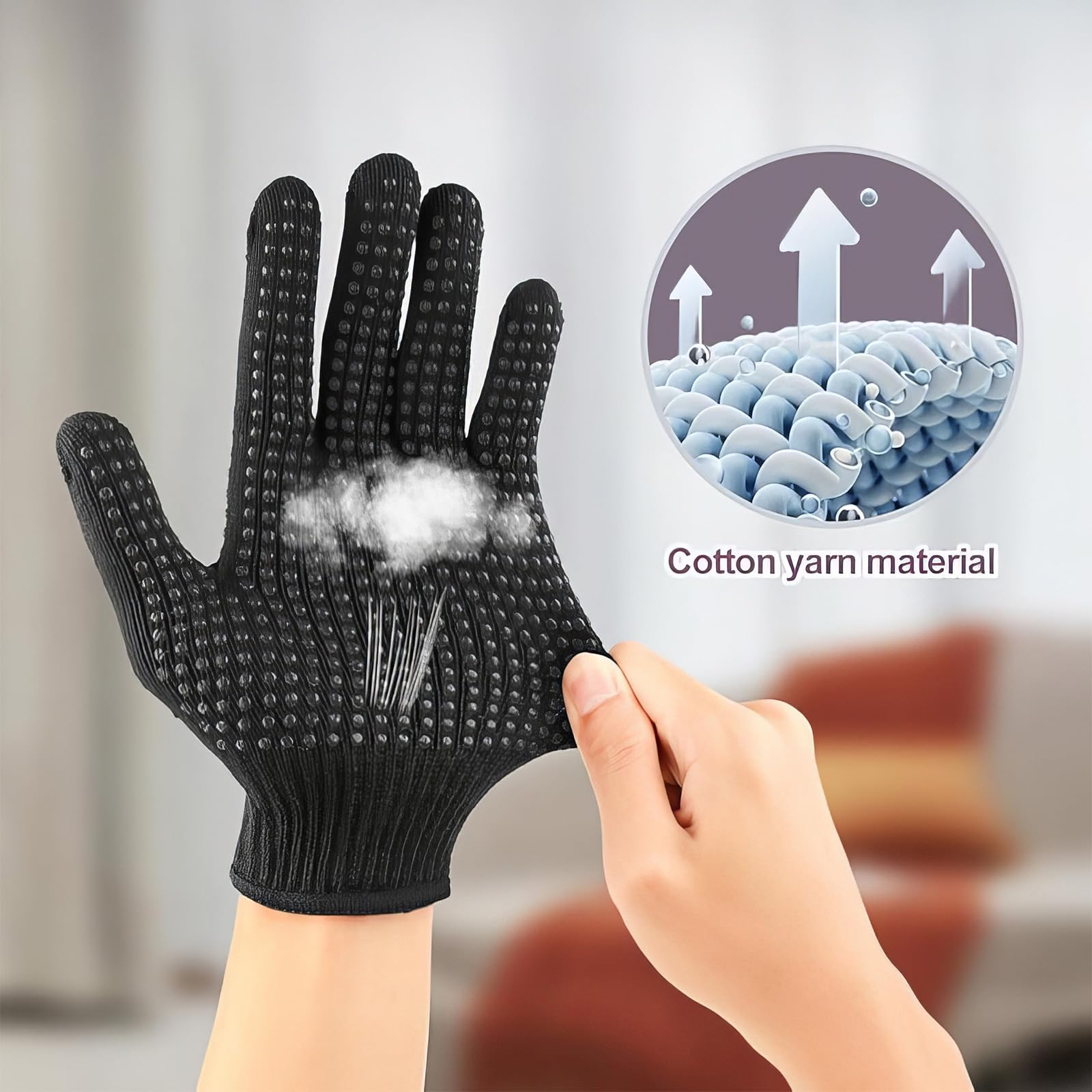 1 Gants Résistants à la Chaleur pour Fer à Friser +1 Coussin D'isolation Thermique en Silicone,Gant anti chaleur,pour Coiffure Gants Thermiques de Salon pour lisseur lisseur fer a boucler,Noir