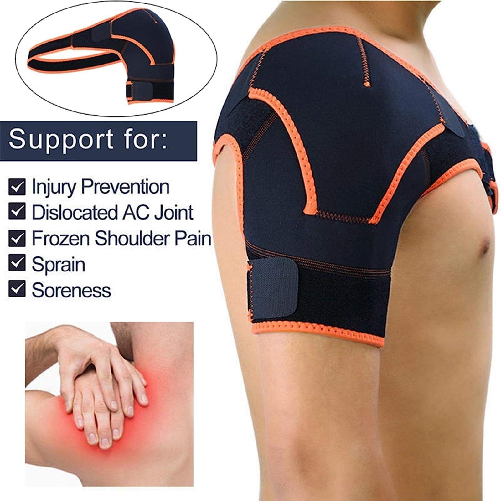 Supporto per La Spalla Regolabile, Involucro di Compressione della Spalla, Tutore per La Spalla, Design Ergonomico E Tessuto Leggero Traspirante, Resistente E Fitness, per Lussazione