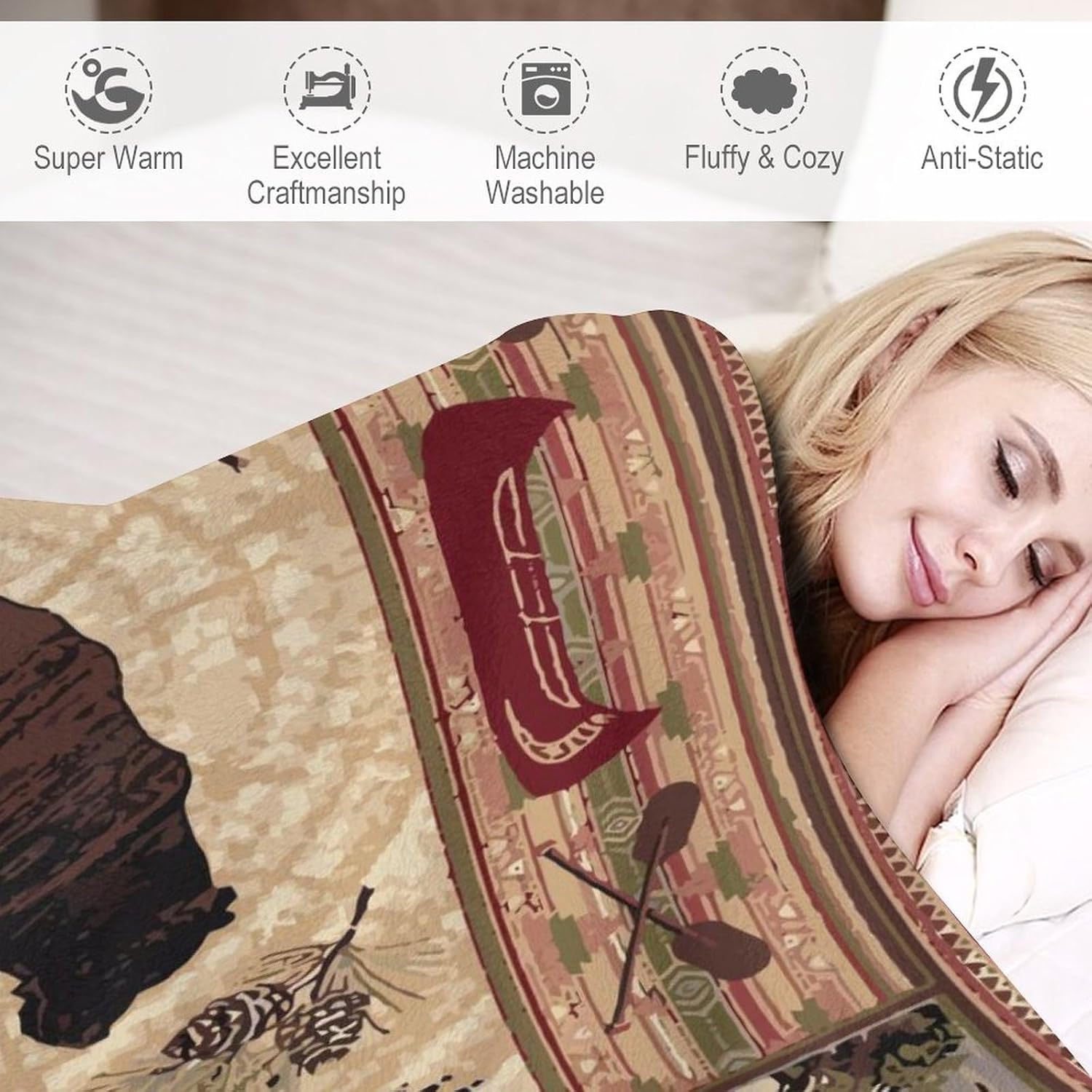 Retro Bear Bedding Fleece Throw Blanket,Lodge Bear Moose Elk Farmhouse Country Style All Season Flannel Soft Warm Microplush Lightweight Thermal for Sofa Bed Bedroom 40"x50"