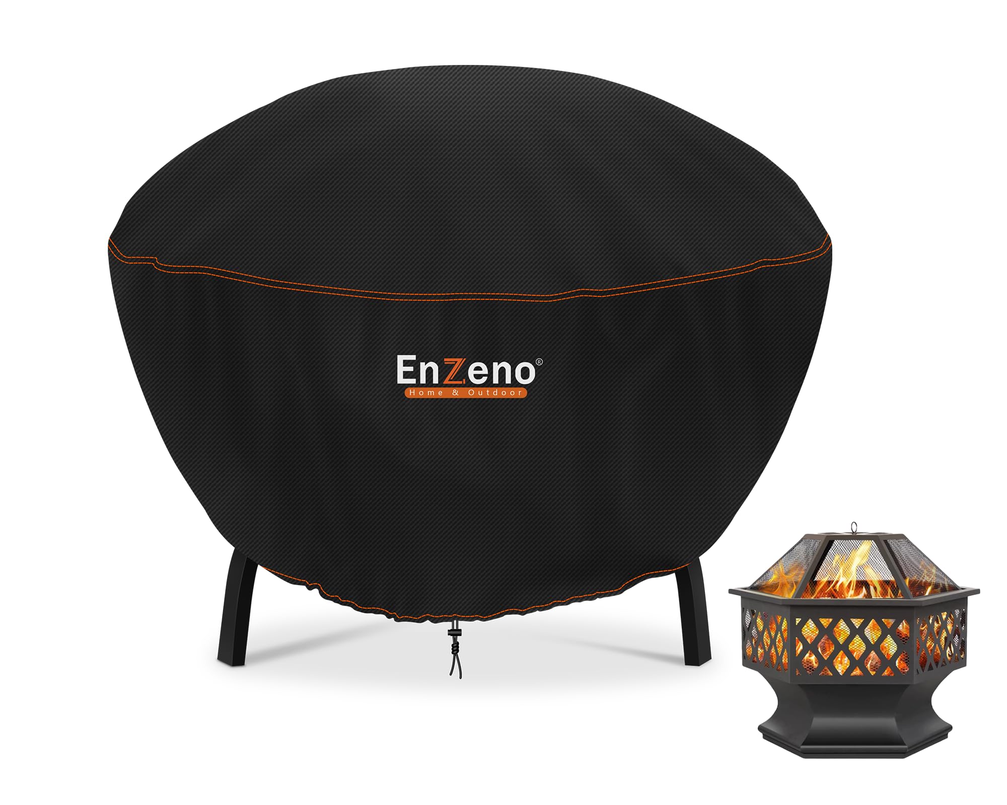Enzeno Fire Pit Cover,Round Outdoor Firepit Covers Waterproof, 210D Oxford Cloth Patio Fire Bowl Cover Anti-UV & Wear-Resistant(Ø76x30cm)- Black